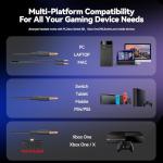 Jimonyer Gaming Headset for PC/PS4/PS5/Xbox One/Switch, Stereo Surround Sound Gaming Headphones with Noise Canceling Flexible Mic, Computer Headset with 3.5mm Jack & RGB Light(Blue)