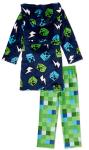 NWT 3 PC Kids Minecraft Creeper Pajamas Robe Set Hoodie Cover Up Boy Girl 6 8 10