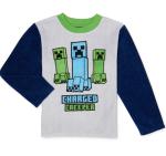 NWT 3 PC Kids Minecraft Creeper Pajamas Robe Set Hoodie Cover Up Boy Girl 6 8 10