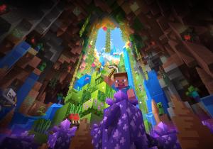 Minecraft Cave Adventure Poster Underground Scene Glossy 19x13