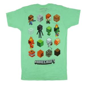 Minecraft T-Shirt Men's Game Essentials Grid Two-Sided Adult Graphic Tee (XX-Large) Mint Green
