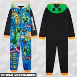 Get Trend Minecraft One Piece Pajamas for Boys, Teens, Hooded Long Sleeved Fleece Jumpsuit, Zip Up Sleepwear, Creeper Loungewear PJs, Gifts for Boys (11-12 Years, Multi Hooded Minecraft)