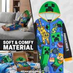 Get Trend Minecraft One Piece Pajamas for Boys, Teens, Hooded Long Sleeved Fleece Jumpsuit, Zip Up Sleepwear, Creeper Loungewear PJs, Gifts for Boys (11-12 Years, Multi Hooded Minecraft)