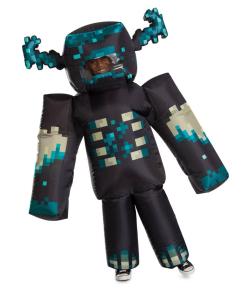 Minecraft Kids' Warden Inflatable Costume Suit Black One Size New Ships Fast