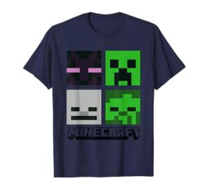 Minecraft Creeper Enderman Ghast Zombie Pixel Art Faces T-Shirt