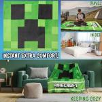 Minecraft Creeper Fleece Blanket for Kids Teens 46.5" x 39.4" Green Soft Plush Throw for Bed Sofa Couch Gamer Room Decor Gifts for Kids