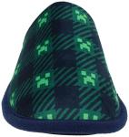 Minecraft Scuff Slippers for Boys, Plaid Creeper Print, Navy/Green, Size 3/4 Big Kid