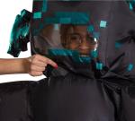 Minecraft Kids' Warden Inflatable Costume Suit Black One Size New Ships Fast