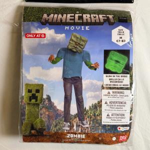 Minecraft Movie Zombie Boys Costume Medium 7-8 Glow In Dark