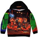 Minecraft Boy's Sublimated Long Sleeve Pullover Hoodie for Kids and Teens (Black/Green, Size 14/16)