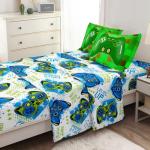 Leaflin Twin Size Bed in A Bag 5 Pieces Gaming Bedding Set for Boys Blue Gamer Comforter with Sheet Set for Kids Teen Cool Video Game Quilt Bedding Set