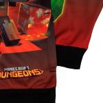 Minecraft Boy's Sublimated Long Sleeve Pullover Hoodie for Kids and Teens (Black/Green, Size 14/16)