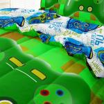 Leaflin Twin Size Bed in A Bag 5 Pieces Gaming Bedding Set for Boys Blue Gamer Comforter with Sheet Set for Kids Teen Cool Video Game Quilt Bedding Set