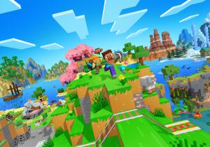 Minecraft Overworld Poster Steve Alex Adventure Glossy 19x13