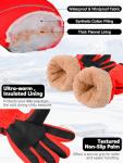 Cooraby 6 Pairs Kids Ski Snow Gloves Waterproof Windproof Gloves Winter Snowboard Sport Gloves for Boys Girls Cold Weather