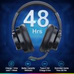 PG3 2.4GHz Wireless Gaming Headset for PS5, PC, PS4, Mac, Switch, Bluetooth 5.4 Gaming Headphones with Noise-Cancelling Mic, Gaming Headset with Cool LED, 7.1Surround Sound, 48H Battery, Carbon Black