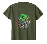 Minecraft Creeper Minecart Explosion T-Shirt, Youth, Olive Green, Medium
