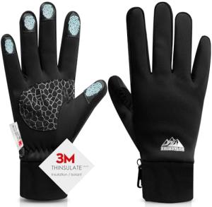 Bruvoalon Winter Gloves for Women & Men, 3M Thermal Insulation, Lycra Fabric, Touchscreen, Anti-Slip, Black, XL