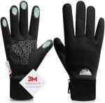 Bruvoalon Winter Gloves for Women & Men, 3M Thermal Insulation, Lycra Fabric, Touchscreen, Anti-Slip, Black, XL