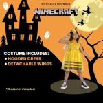Minecraft Bee Dress Costume for Kids, Official Minecraft Costume Outfit with Hood and Wings, Child Size (4-6x)