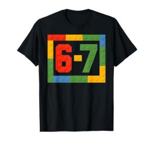67 Building Blocks for Kids Boys Six Seven Funny 6-7 Meme T-Shirt