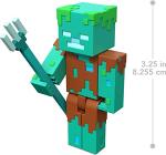 Minecraft Drowned Zombie 3.25" scale Video Game Authentic Action Figure with Accessory and Craft-a-block