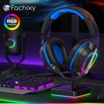 Fachixy FC200 PC Gaming Headset for PS4, PS5, Switch, Xbox One, Mac, Noise Canceling Headphones with Microphone, Computer Headset with 3.5mm Jack & RGB Light