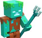 Minecraft Drowned Zombie 3.25" scale Video Game Authentic Action Figure with Accessory and Craft-a-block