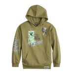 Minecraft Creeper Boys Size Ex Lg Dark Olive  Hoodie Graphics New