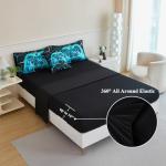 ZSYAYAHA Gamer Twin Bedding Set for Boys 6 Pieces Gamepad Comforter Set for Kids Teens Black Aqua Bed in A Bag 3D Geometric Video Gaming Bed Sets with Sheets(Aqua, Twin)