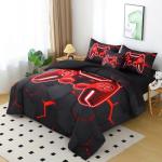 BYHOFMLY 6 Pieces Kids Gaming Bedding Set Black and Red Twin Comforter Set for Boys 3D Video Game Teen Boy Bed in A Bag Honeycomb Gamer Comforter and Sheet Set (Black Red, Twin)