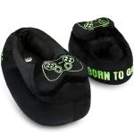 Get Trend Slippers for Boys, Teens, Indoor 3D Gaming House Shoes, Cozy Plush Slip On Bedroom Slippers with Non Slip Sole, Gamer Gifts for Boys (2/3 US, Black/Green Gaming)