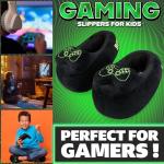 Get Trend Slippers for Boys, Teens, Indoor 3D Gaming House Shoes, Cozy Plush Slip On Bedroom Slippers with Non Slip Sole, Gamer Gifts for Boys (2/3 US, Black/Green Gaming)