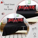 BYHOFMLY 6 Pieces Kids Gaming Bedding Set Black and Red Twin Comforter Set for Boys 3D Video Game Teen Boy Bed in A Bag Honeycomb Gamer Comforter and Sheet Set (Black Red, Twin)