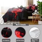 BYHOFMLY 6 Pieces Kids Gaming Bedding Set Black and Red Twin Comforter Set for Boys 3D Video Game Teen Boy Bed in A Bag Honeycomb Gamer Comforter and Sheet Set (Black Red, Twin)