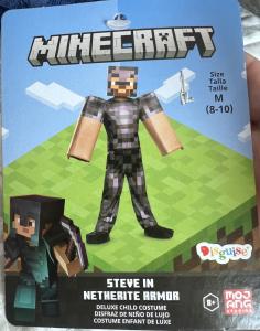 NEW Disguise Boy’s Minecraft Steve Netherite Armor Halloween Costume M8-10