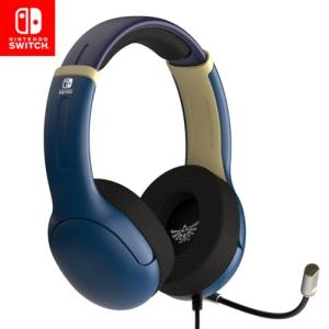 PDP Gaming AIRLITE Wired Stereo Headset with Noise-Cancelling Mic for Nintendo Switch/Switch Lite/Switch OLED (Legend of Zelda Hyrule Blue)