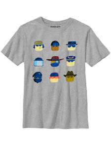 Roblox Boys Blank Faces Avatar Grid T-Shirt, Heather Gray XS(4/5)