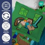 Jay Franco Duvet Cover Set – 3 Piece Comforter Cover and Sham Set, Super Soft Cozy Kids Bedding (Insert Not Included) Blue - Minecraft, Queen