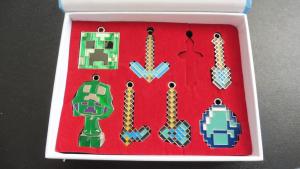 Rare Minecraft Pendant Charm Tool Set  Almost complete enamel metal NO chains
