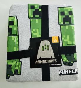 New MINECRAFT Boys Fleece Gray Pullover Hoodie Size L (10-12) long sleeve