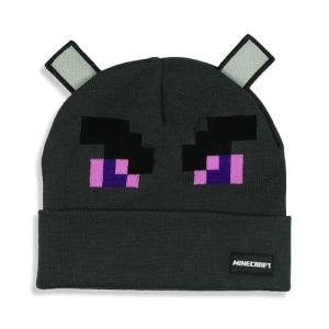 Minecraft Beanie Adult Ender Dragon 3D Ears Character Cuff Knit Hat Cap Grey