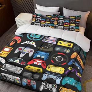 Sunnycitron Gamer Bedding Sets for Boys Teens Twin Size Gaming Comforter Set Kids Game Controller Bed Room Decor,1 Comforter 2Pillowcase