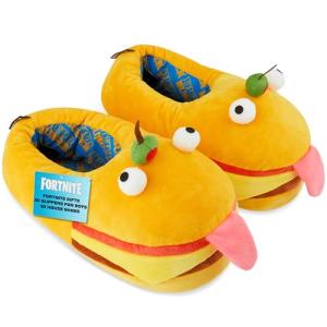 Fortnite 3D Slippers for Boys, US Size 1-9, Fuzzy Non Slip House Shoes, Indoor Kids Slippers, Gamer Gifts for Boys (3/5.5 US, Yellow)