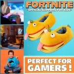 Fortnite 3D Slippers for Boys, US Size 1-9, Fuzzy Non Slip House Shoes, Indoor Kids Slippers, Gamer Gifts for Boys (3/5.5 US, Yellow)