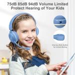 SIMOLIO Kids Headphones Wired with Microphone for Virtual School & Gaming, Safe Volume Cord Headphone with Flexible Rotatable Mic for Boys, Teens, Children, Lightweight Folding Headset for PC, Xbox