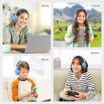 SIMOLIO Kids Headphones Wired with Microphone for Virtual School & Gaming, Safe Volume Cord Headphone with Flexible Rotatable Mic for Boys, Teens, Children, Lightweight Folding Headset for PC, Xbox