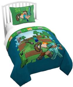Jay Franco Duvet Cover Set – 2 Piece Comforter Cover and Sham Set, Super Soft Cozy Kids Bedding (Insert Not Included) Blue - Minecraft, Twin