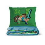 Jay Franco Duvet Cover Set – 2 Piece Comforter Cover and Sham Set, Super Soft Cozy Kids Bedding (Insert Not Included) Blue - Minecraft, Twin