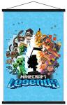 Trends International Minecraft: Legends - Blue Wall Poster with Magnetic Frame, 34L x 22.4W, Print and Black Hanger Bundle